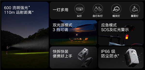 射！小米米家户外多功能灯开售：129元冰球突破豪华版600流明、110米远(图4)